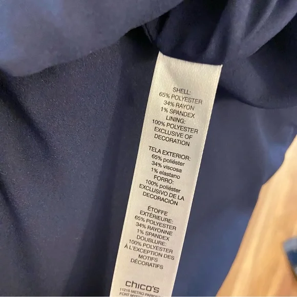 Chico's Navy Military Blazer with Gold Accents Chico Size 2 - Picture 10 of 11